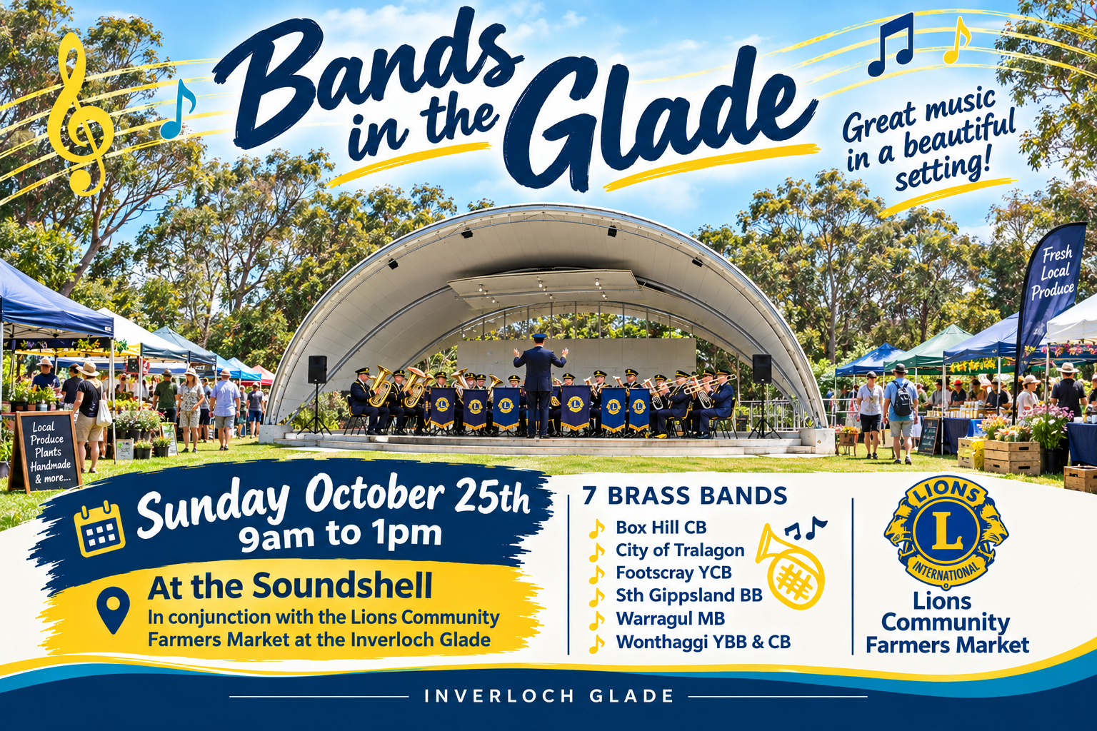 Bands in the Glade Music & Markets - 25 Oct 2026 9am-1pm